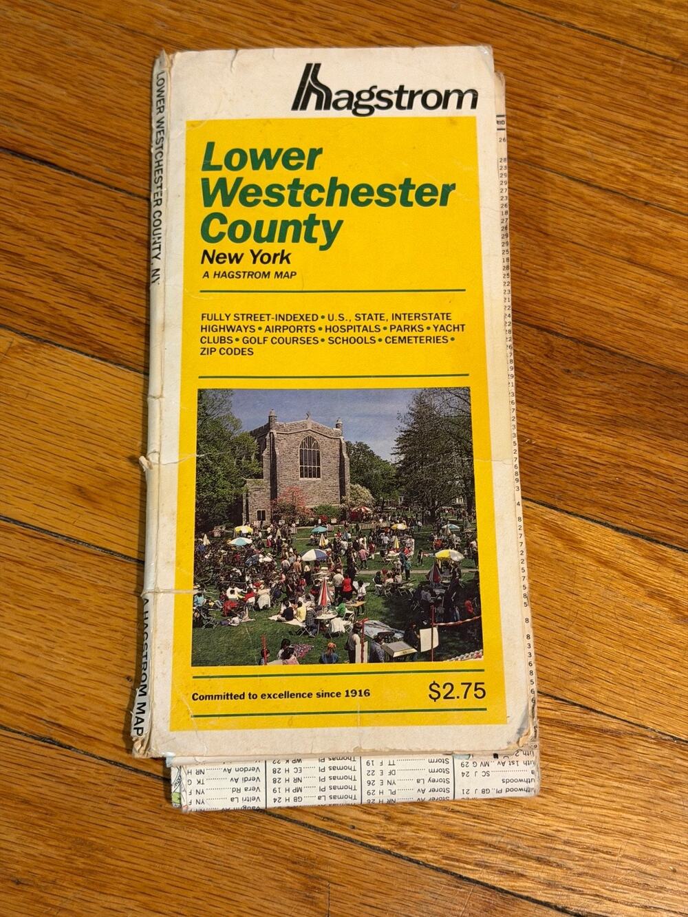 Hagstrom Vintage Lower Westchester New York Travel Highway Tourism Maps